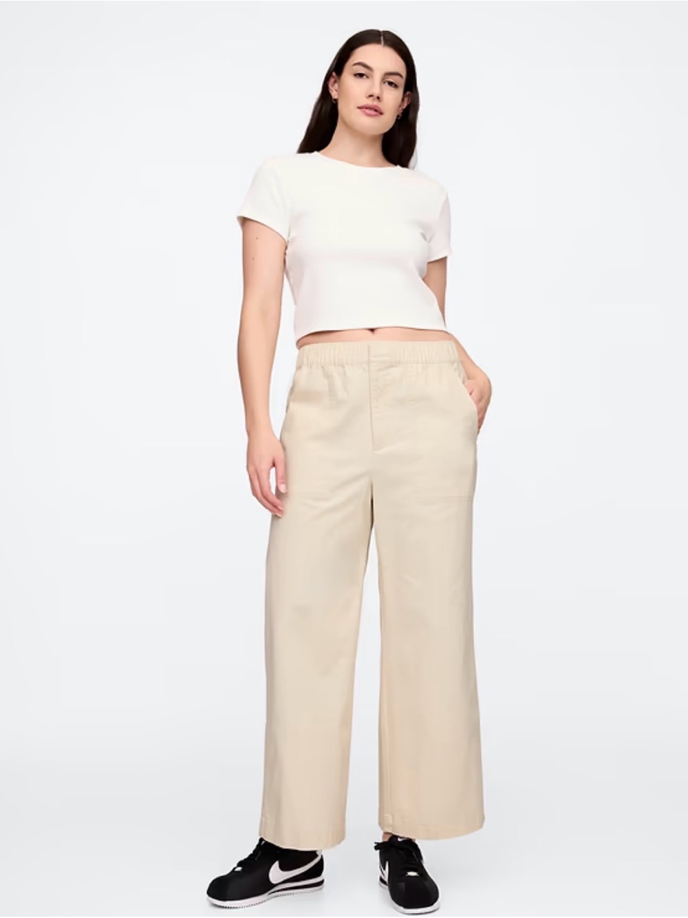 Gap High-Rise Easy Wide-Leg Khakis in Tan Chino Size XL